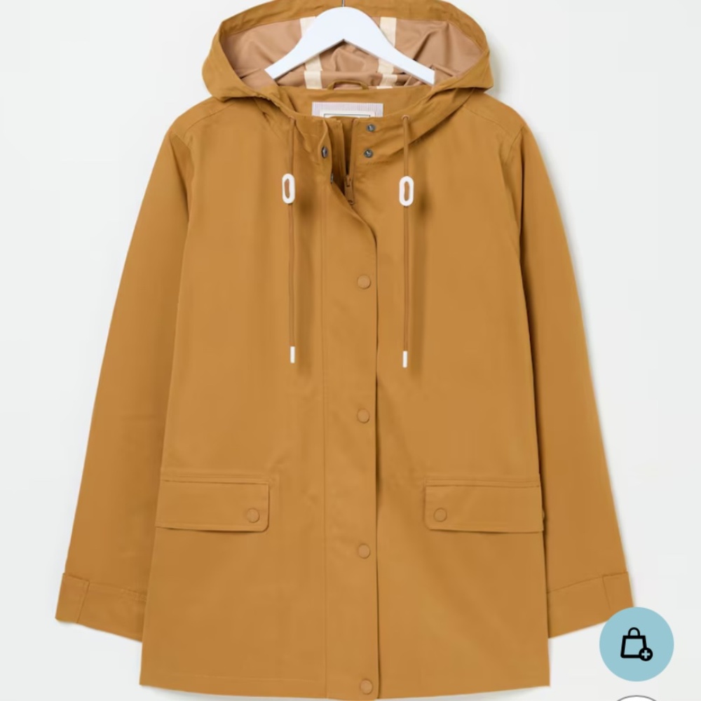 NWT: FATFACE Tan Waterproof Rain Coat